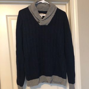 Barque Shawl Collar Cable Knit Front Sweater.